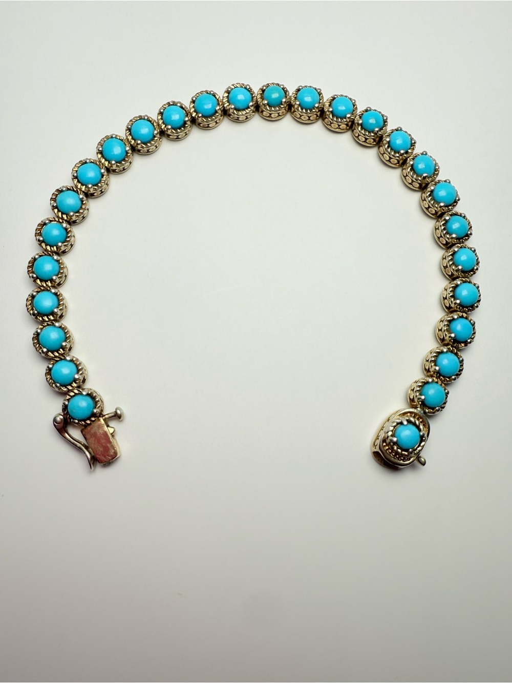 Stunning Vintage Turquoise Tennis Bracelet - Gold Over Sterling Silver!
